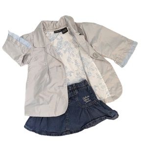 Calvin Klein jeans girls skirt and jacket set, size 2. built in shorts.